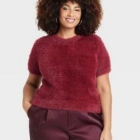 a new day Tops - NWT A New Day Soft Cozy Fuzzy Top In Burgundy Size 4X